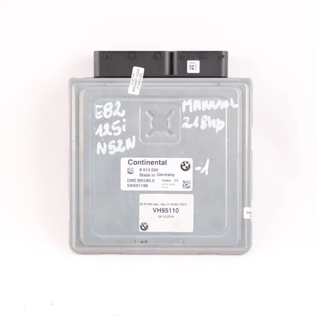 BMW E82 E88 E90 E91 E92 125i 325i N52N 218HP ECU Kit DME CAS3 Key Manual - SKU 8613000-1 - Part number 8613000