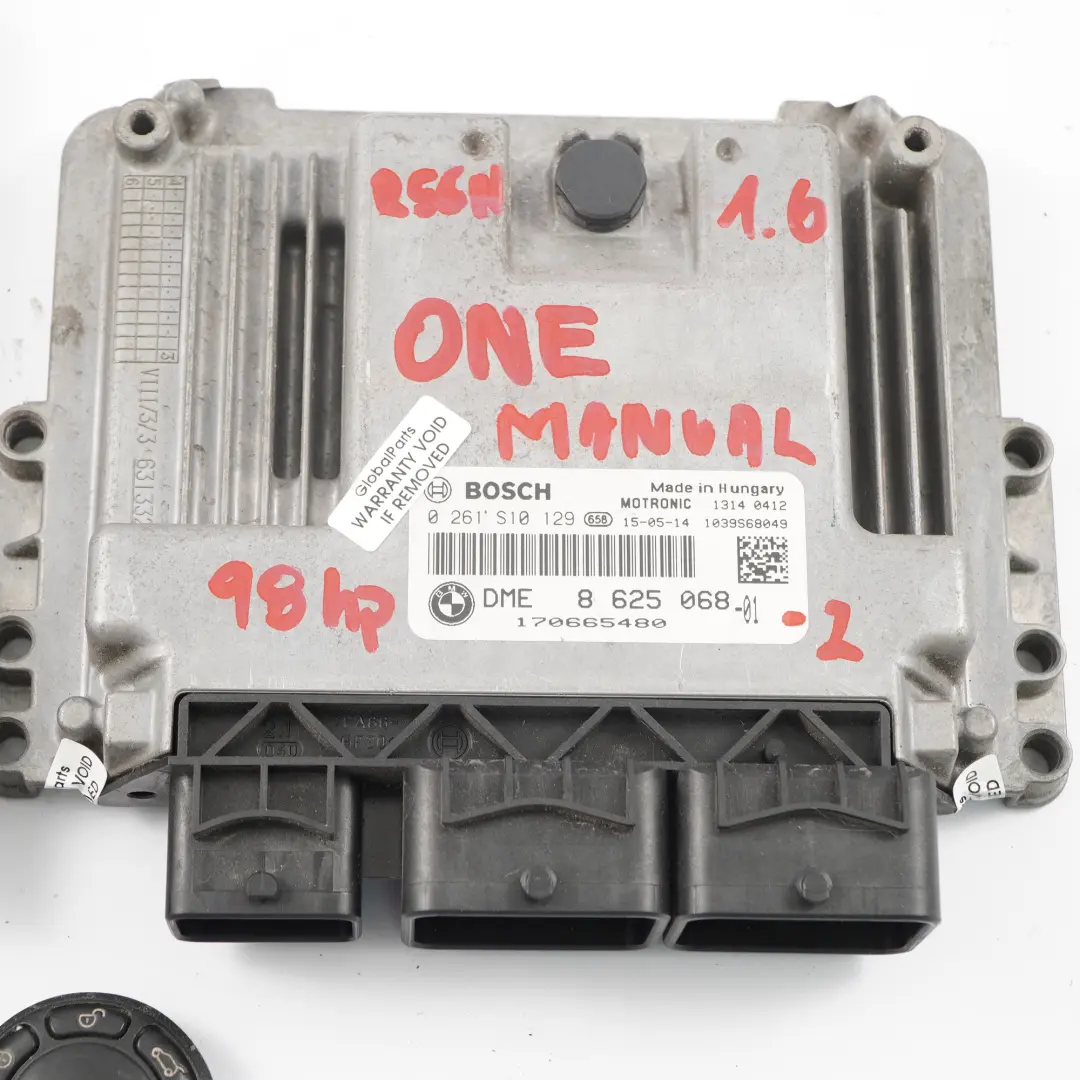 98HP Engine ECU Kit DME CAS 3 + Key Manual Mini One R56 LCI R58 N16 1.6 - SKU 8625068-2 - Part number 8625068