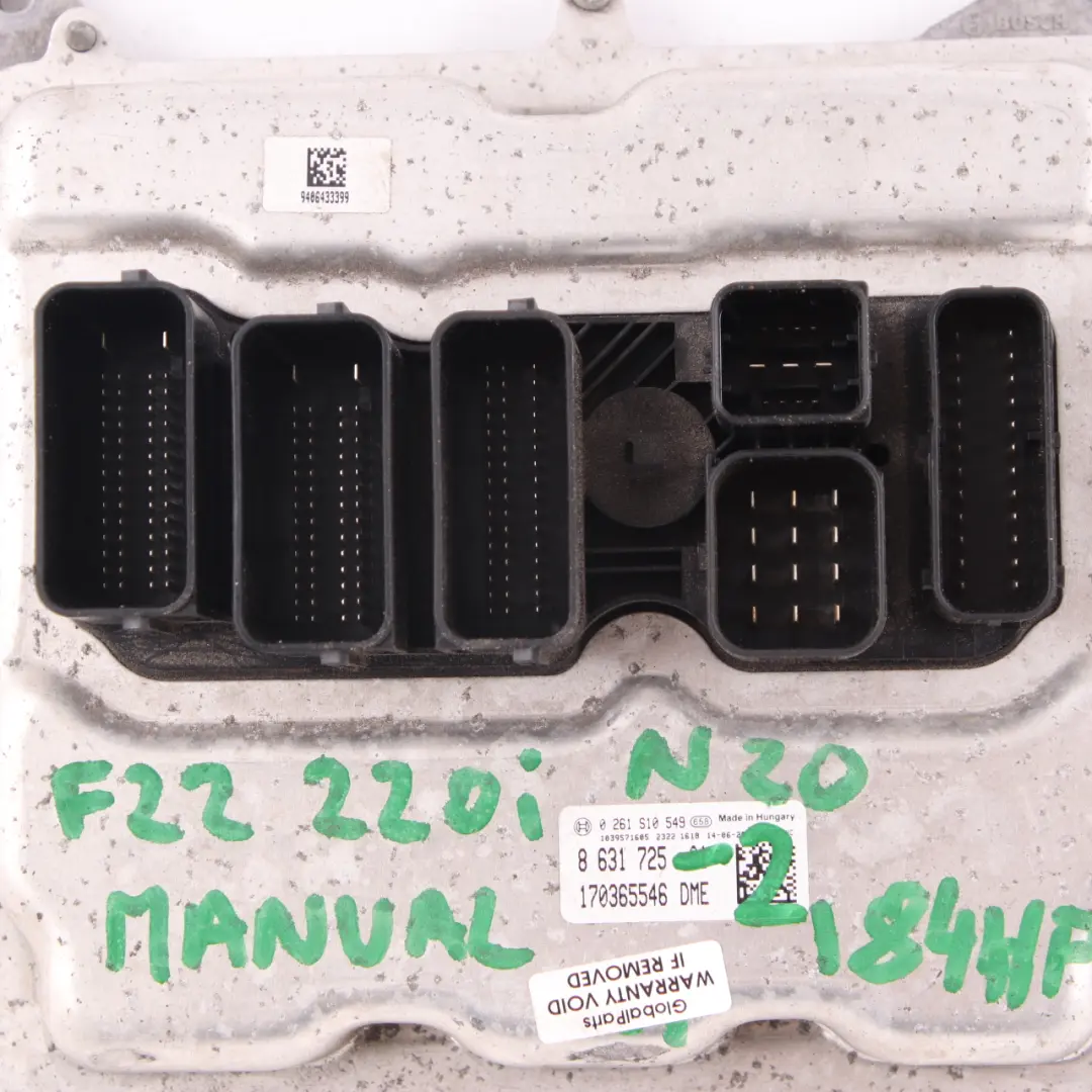 BMW F20 F30 F32 120i 320i 420i N20 184HP ECU DME Manual - SKU 8631725-2 - Part number 8631725