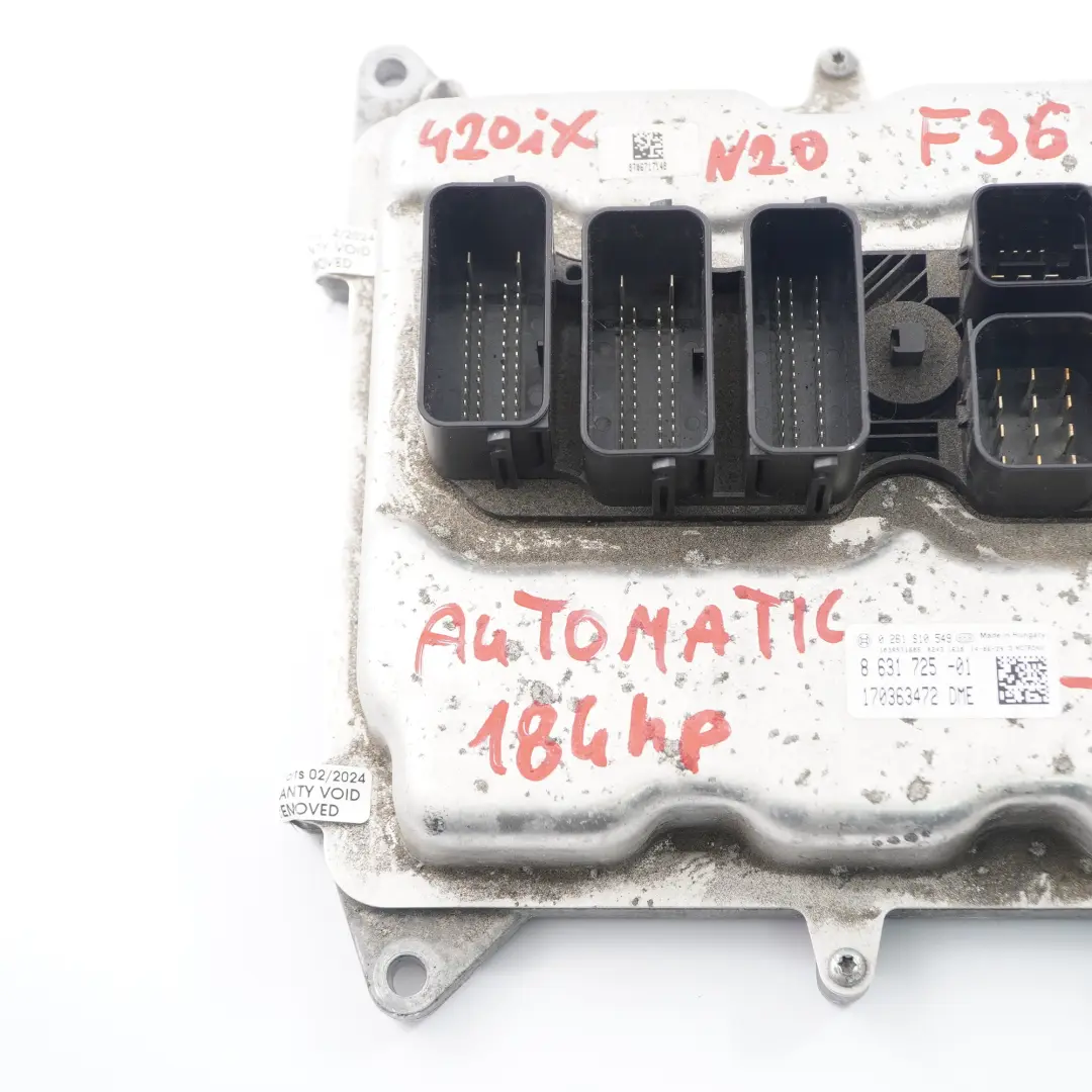 BMW F20 F30 F32 120i 320i 420i N20 184HP Engine Unit ECU DME Automatic - SKU 8631725-3 - Part number 8631725