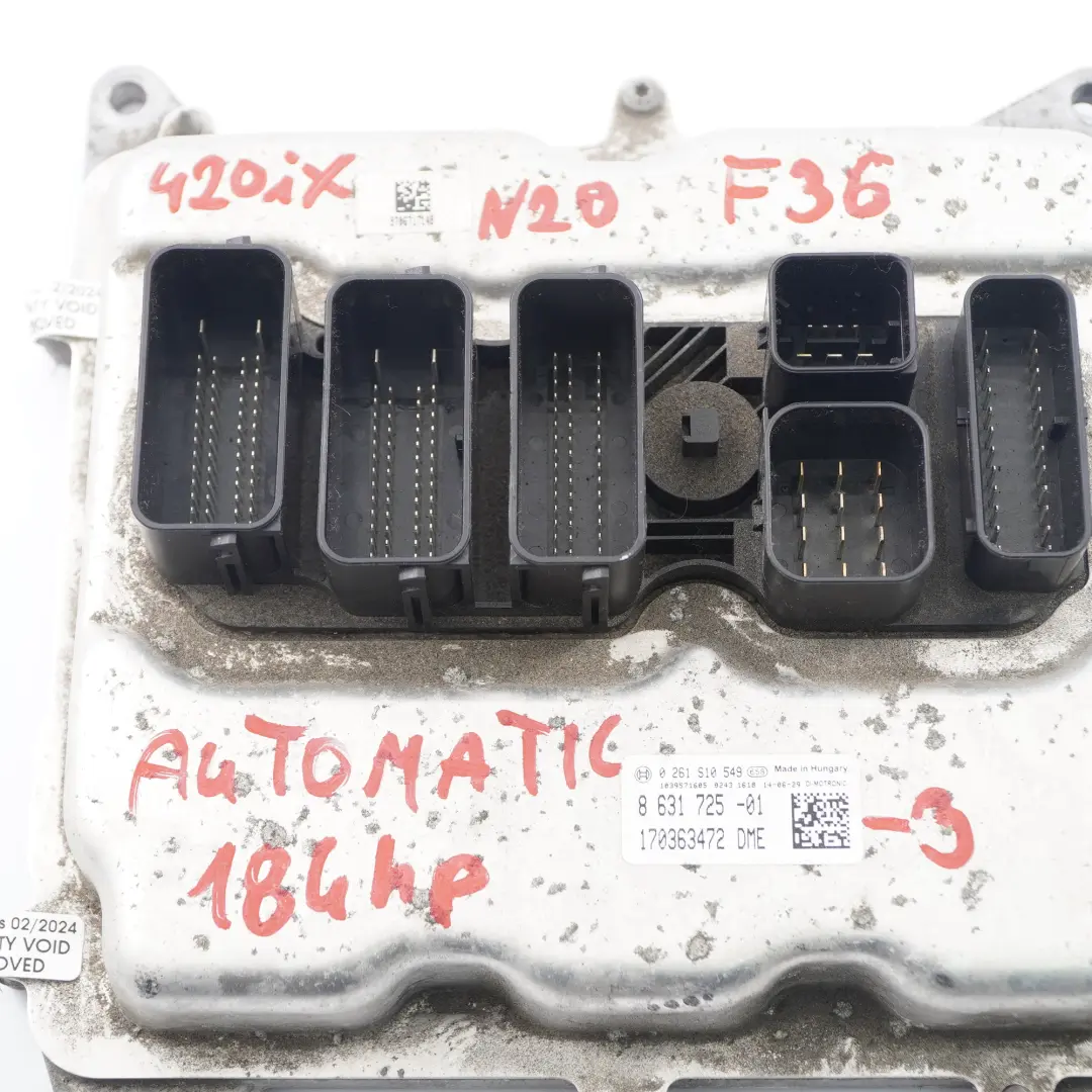 BMW F20 F30 F32 120i 320i 420i N20 184HP Engine Unit ECU DME Automatic - SKU 8631725-3 - Part number 8631725