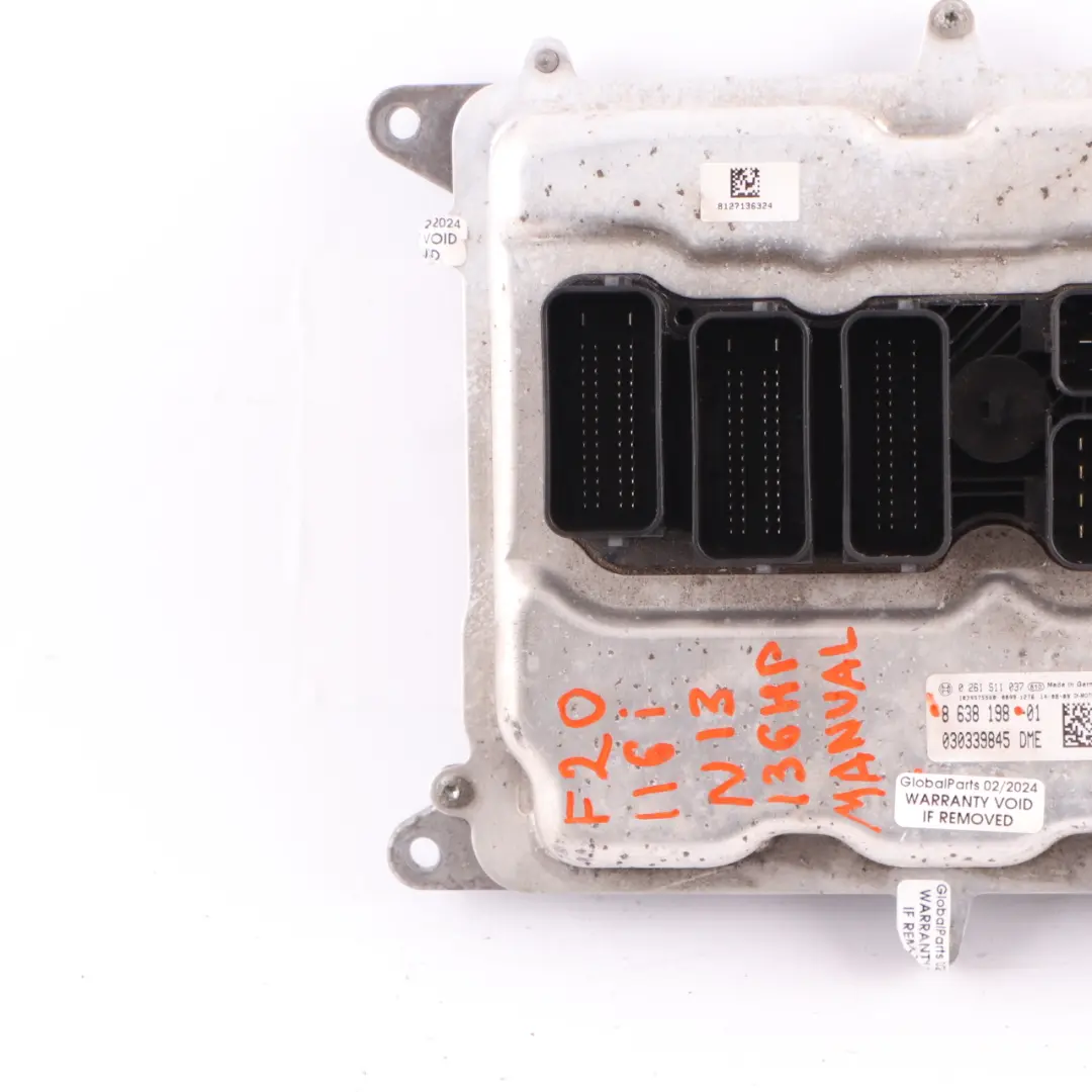 136HP Unità controllo motore ECU DME 8625241 Manuale per BMW F20 F30 116i 316i N13 con numero di parte 8638198 BMW F20 F30 116i 316i N13 136HP Unità controllo motore ECU DME 8625241 Manuale - SKU 8638198 - Numero di parte 8638198