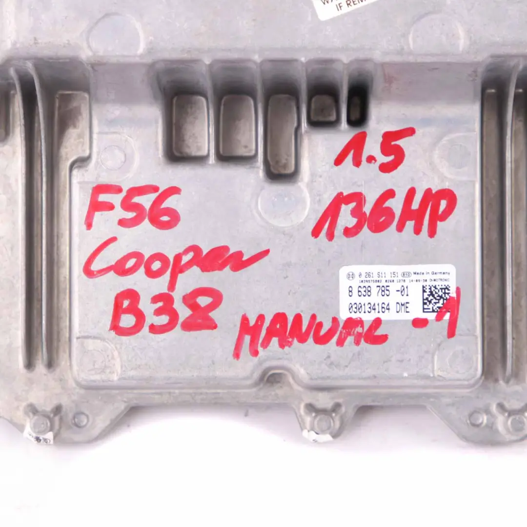 Mini Cooper F56 B38 Petrol 136HP Engine Control ECU DME Manual - SKU 8638785 - Part number 8638785