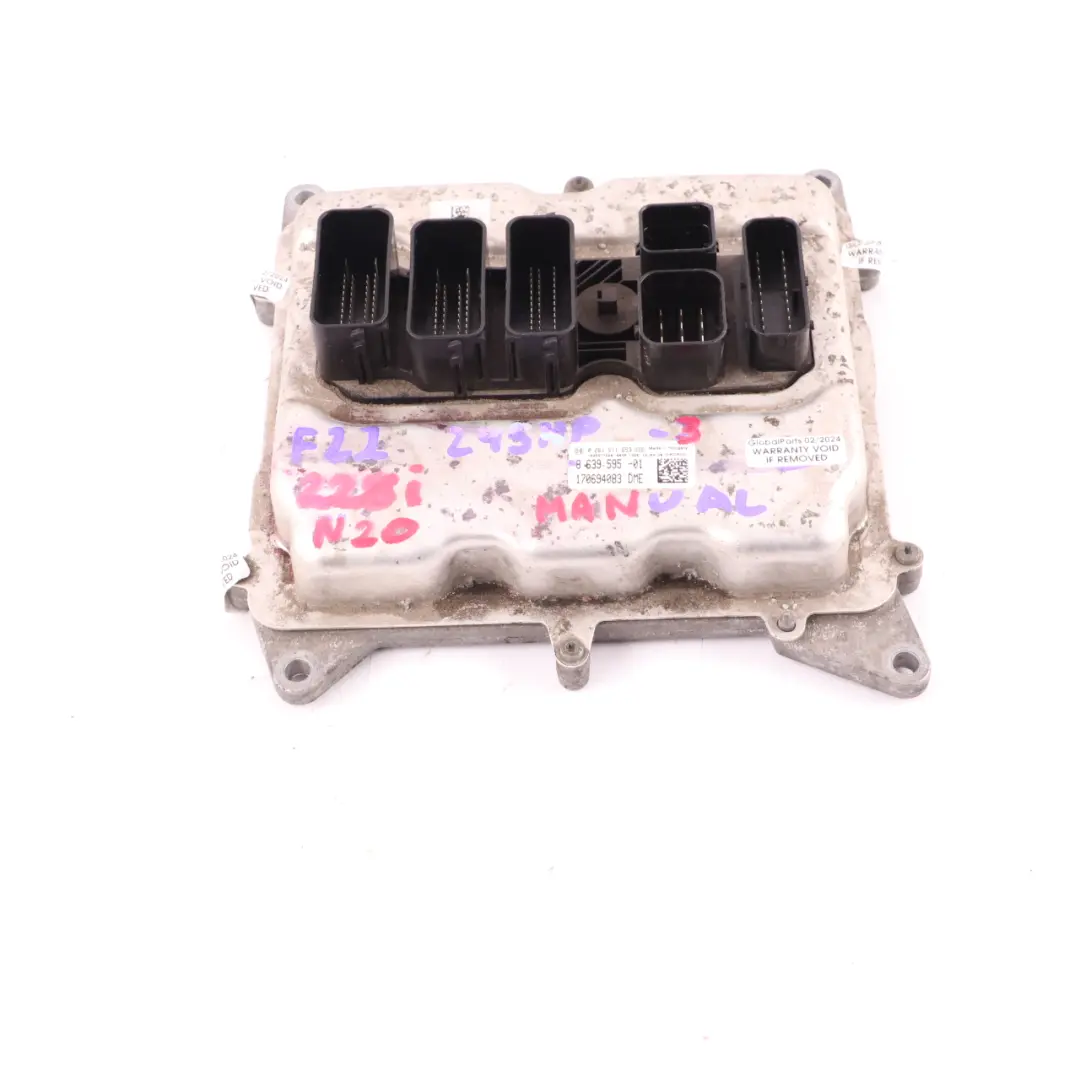 N20 245HP Engine ECU Control Unit DME Manual to BMW F22 228i F30 F31 328i with Part number 8639595 BMW F22 228i F30 F31 328i N20 245HP Engine ECU Control Unit DME Manual - SKU 8639595-3 - Part number 8639595