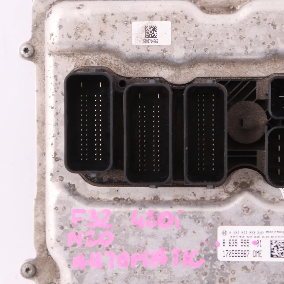 N20 ECU Engine Control Unit DME Automatic to BMW F30 F31 F32 320i 420i with Part number 8639595 BMW F30 F31 F32 320i 420i N20 ECU Engine Control Unit DME Automatic - SKU 8639595 - Part number 8639595