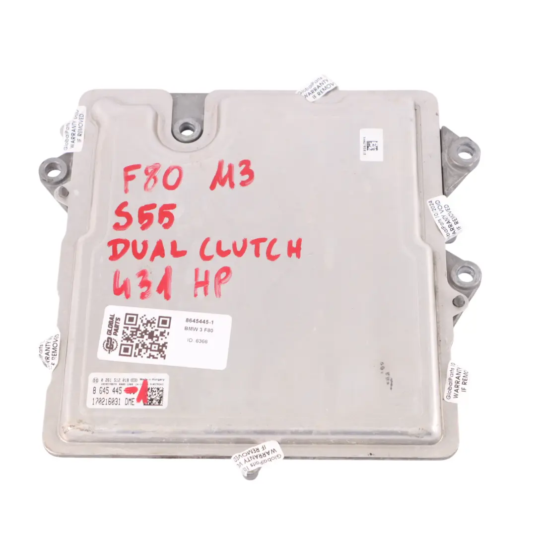 S55 431 HP Unidad Control Motor ECU DME Doble Embrague para BMW F80 M3 F82 M4 con número de pieza 8645445 BMW F80 M3 F82 M4 S55 431 HP Unidad Control Motor ECU DME Doble Embrague - SKU 8645445-1 - Número de pieza 8645445