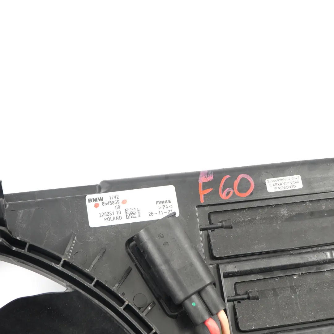 Radiator Fan BMW F40 X1 F48 Mini F55 F56 Engine Cooling Housing 850W to with Part number 8645859 Radiator Fan BMW F40 X1 F48 Mini F55 F56 Engine Cooling Housing 850W - SKU 8645859 - Part number 8645859