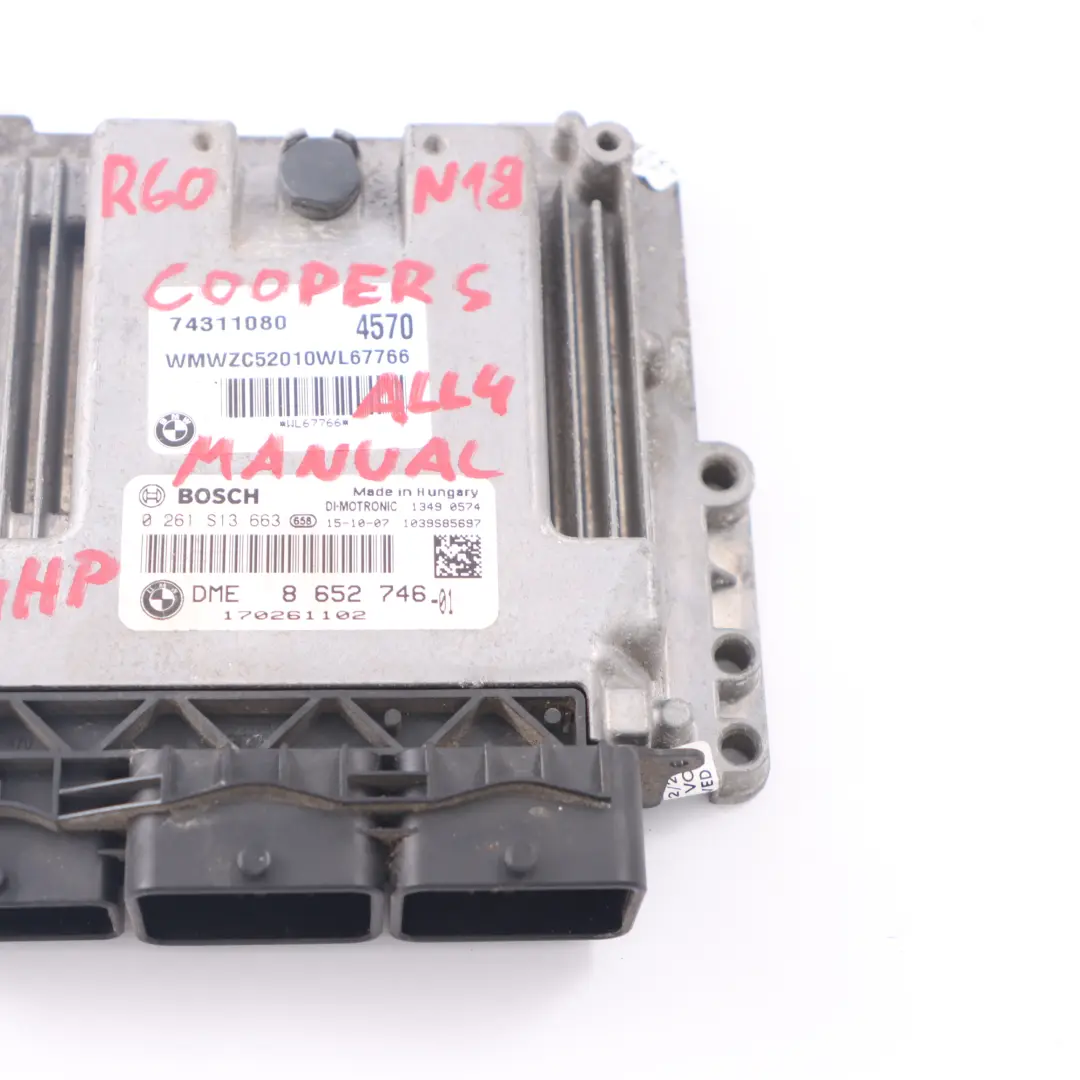 184PS ECU Motorsteuergerät DME Schaltgetriebe für Mini Cooper S R60 ALL4 N18 mit Teilenummer 8652746 Mini Cooper S R60 ALL4 N18 184PS ECU Motorsteuergerät DME Schaltgetriebe - SKU 8652746 - Teilenummer 8652746