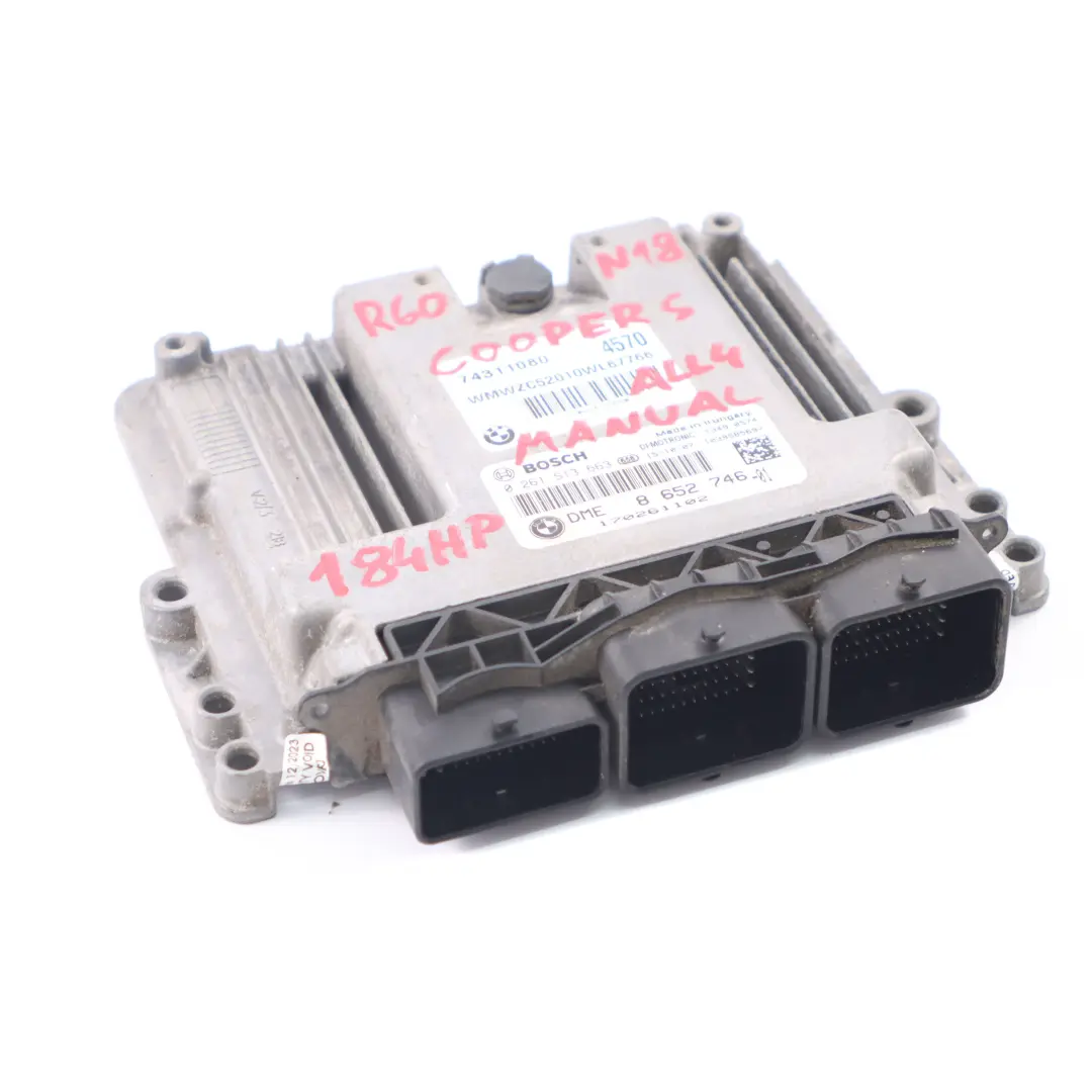 184PS ECU Motorsteuergerät DME Schaltgetriebe für Mini Cooper S R60 ALL4 N18 mit Teilenummer 8652746 Mini Cooper S R60 ALL4 N18 184PS ECU Motorsteuergerät DME Schaltgetriebe - SKU 8652746 - Teilenummer 8652746