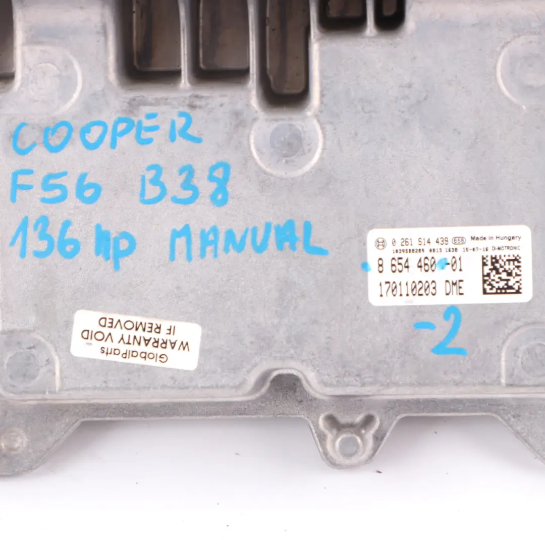 Mini Cooper F54 F55 136HP Petrol B38 Engine ECU Kit DME + BDC + Key - SKU 8654460-2 - Part number 8654460