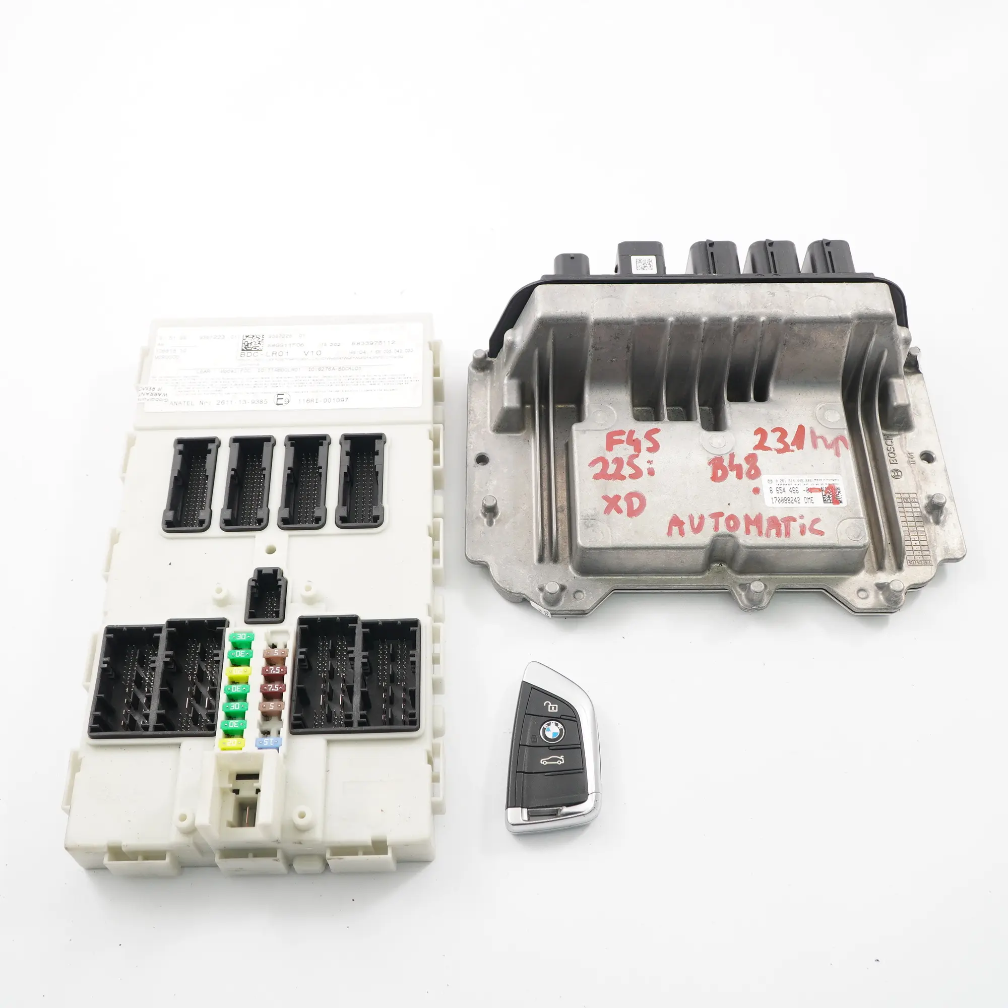 BMW F45 225i 231HP B48 Motore ECU Kit Unità DME 8654466 BDC Chiave Automatica