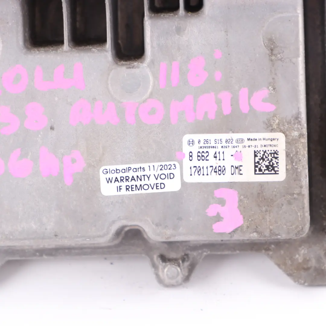 BMW F20 LCI 118i B38 136HP Engine ECU Kit DME + FEM + Keys Automatic - SKU 8662411-3 - Part number 8662411