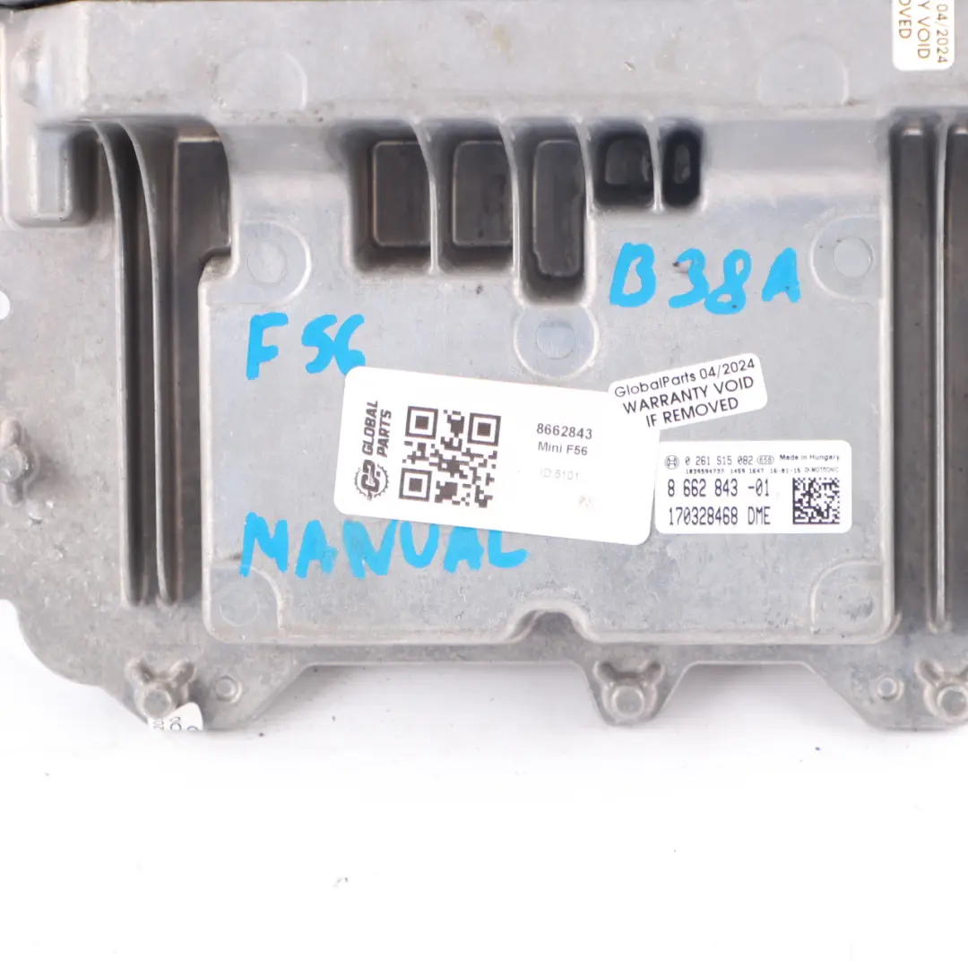 B38 136HP Petrol Engine ECU Module DME Manual to Mini Cooper F54 F55 F60 with Part number 8662843 Mini Cooper F54 F55 F60 B38 136HP Petrol Engine ECU Module DME Manual - SKU 8662843 - Part number 8662843