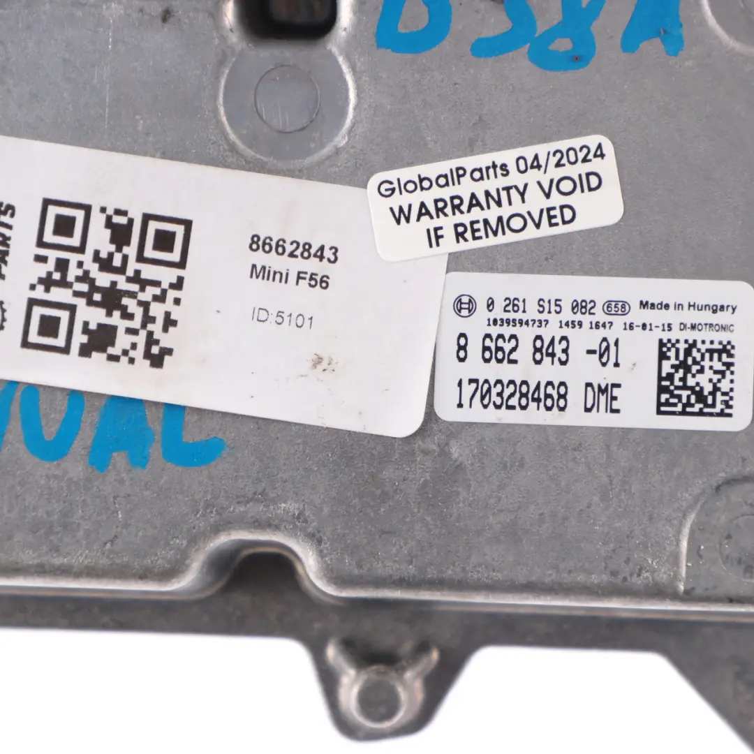 B38 136HP Petrol Engine ECU Module DME Manual to Mini Cooper F54 F55 F60 with Part number 8662843 Mini Cooper F54 F55 F60 B38 136HP Petrol Engine ECU Module DME Manual - SKU 8662843 - Part number 8662843