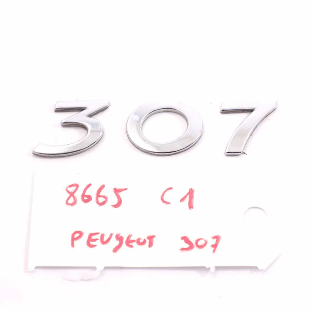 Emblema Baule Stivale Posteriore Portellone Badge Logo Lettering per Peugeot 307 con numero di parte 8665C1 Peugeot 307 Emblema Baule Stivale Posteriore Portellone Badge Logo Lettering - SKU 8665C1 - Numero di parte 8665C1