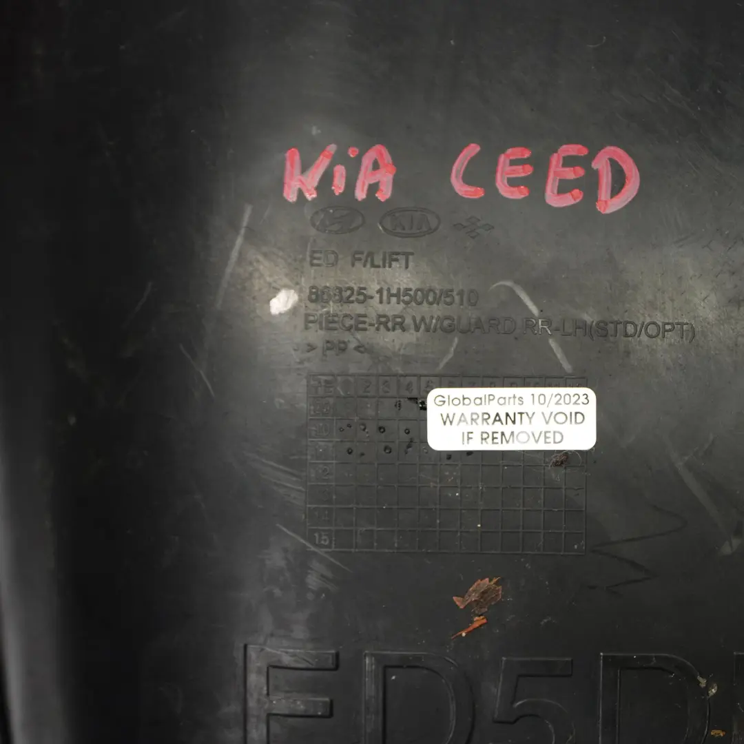 Kia Ceed Nadkole Lewe Tylne Obudowa Osłona Przeciwbłotna Koła - SKU 86825-1H500 - Numer Części 86825-1H500