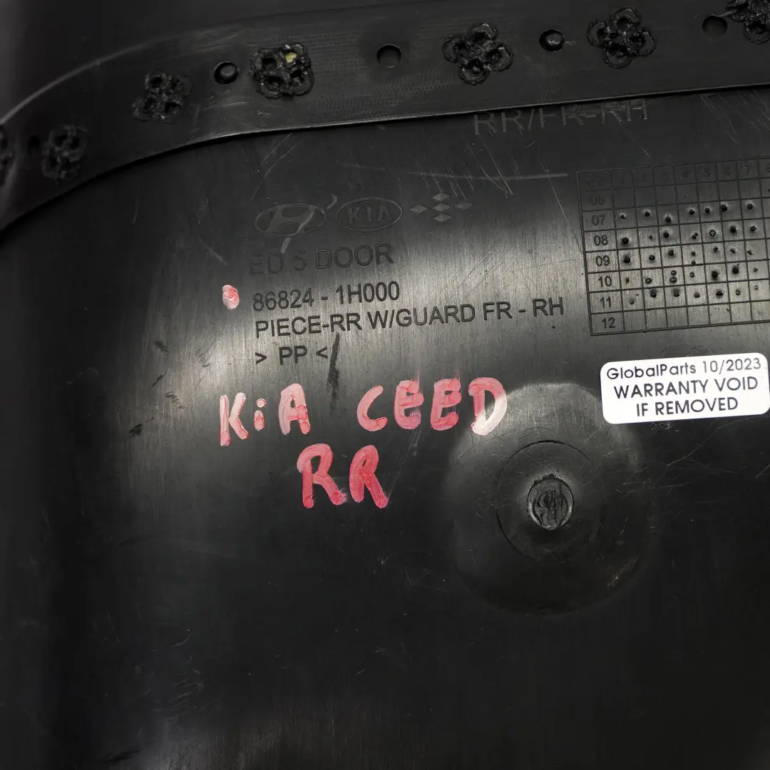 Passaruota Alloggiamento posteriore destro Pannello per Kia Ceed con numero di parte 86825-1H510 Kia Ceed Passaruota Alloggiamento posteriore destro Pannello - SKU 86825-1H510 - Numero di parte 86825-1H510