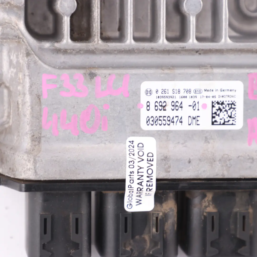 B58 326HP Engine Unit ECU DME to BMW F30 F31 340i LCI F32 F33 F36 440i with Part number 8692964 BMW F30 F31 340i LCI F32 F33 F36 440i B58 326HP Engine Unit ECU DME - SKU 8692964 - Part number 8692964