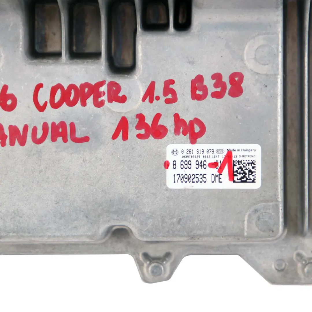 Mini Cooper F56 B38 1.5 136HP Petrol Engine ECU Kit DME BDC + Key + Lock - SKU 8699946-1 - Part number 8699946