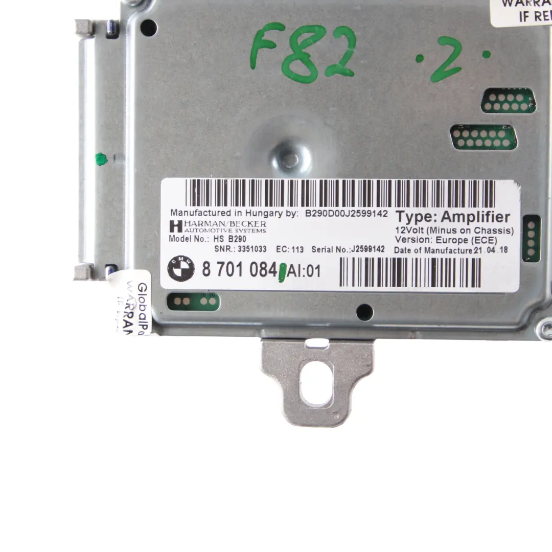 Control Unit Module Active Sound Design Amplifier to BMW F80 M3 F82 M4 with Part number 8701084 BMW F80 M3 F82 M4 Control Unit Module Active Sound Design Amplifier - SKU 8701084 - Part number 8701084