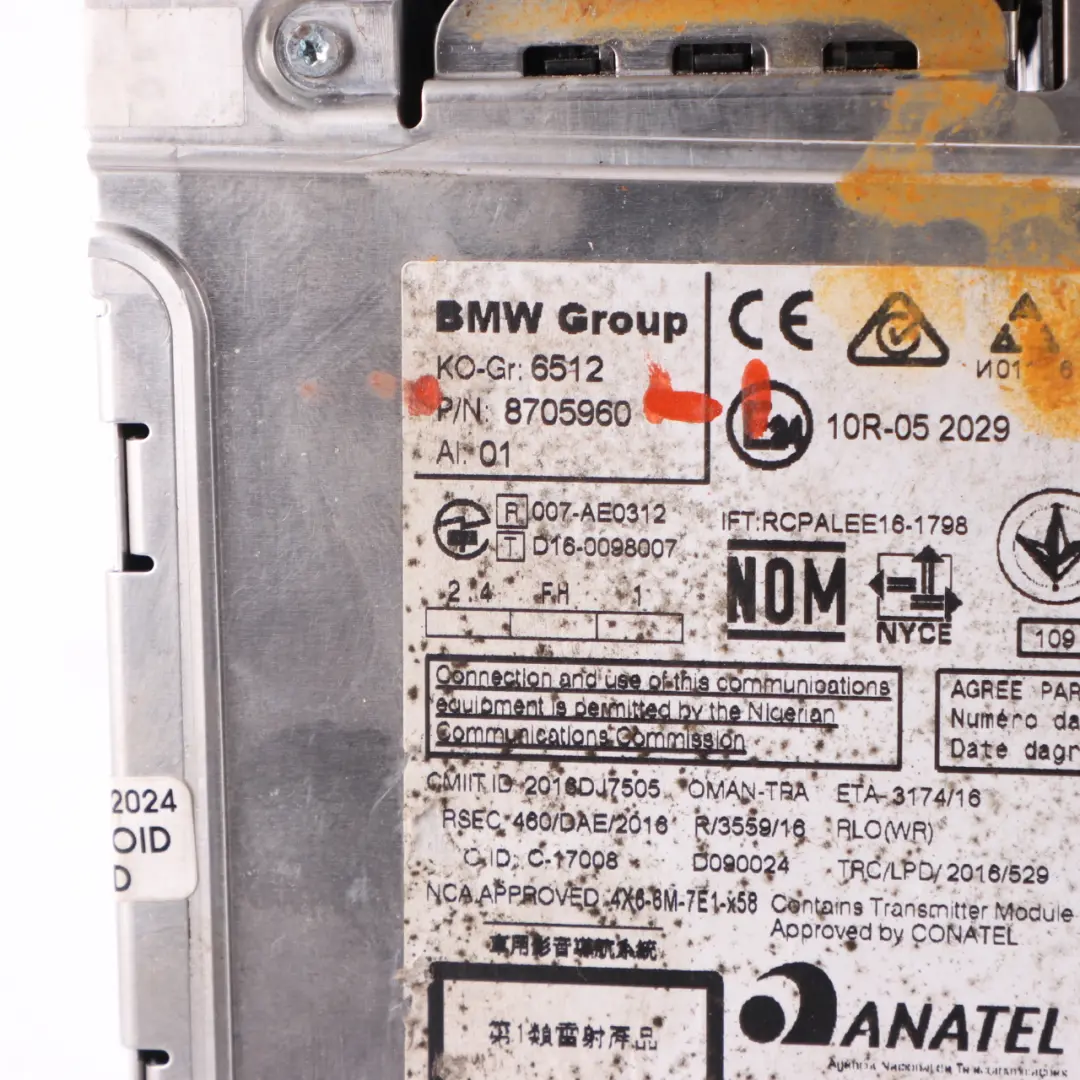 Radio Stereo Basic Navigation Sat Nav Head Unit to BMW F20 F21 F30 F31 LCI with Part number 8705960 BMW F20 F21 F30 F31 LCI Radio Stereo Basic Navigation Sat Nav Head Unit - SKU 8705960-1 - Part number 8705960