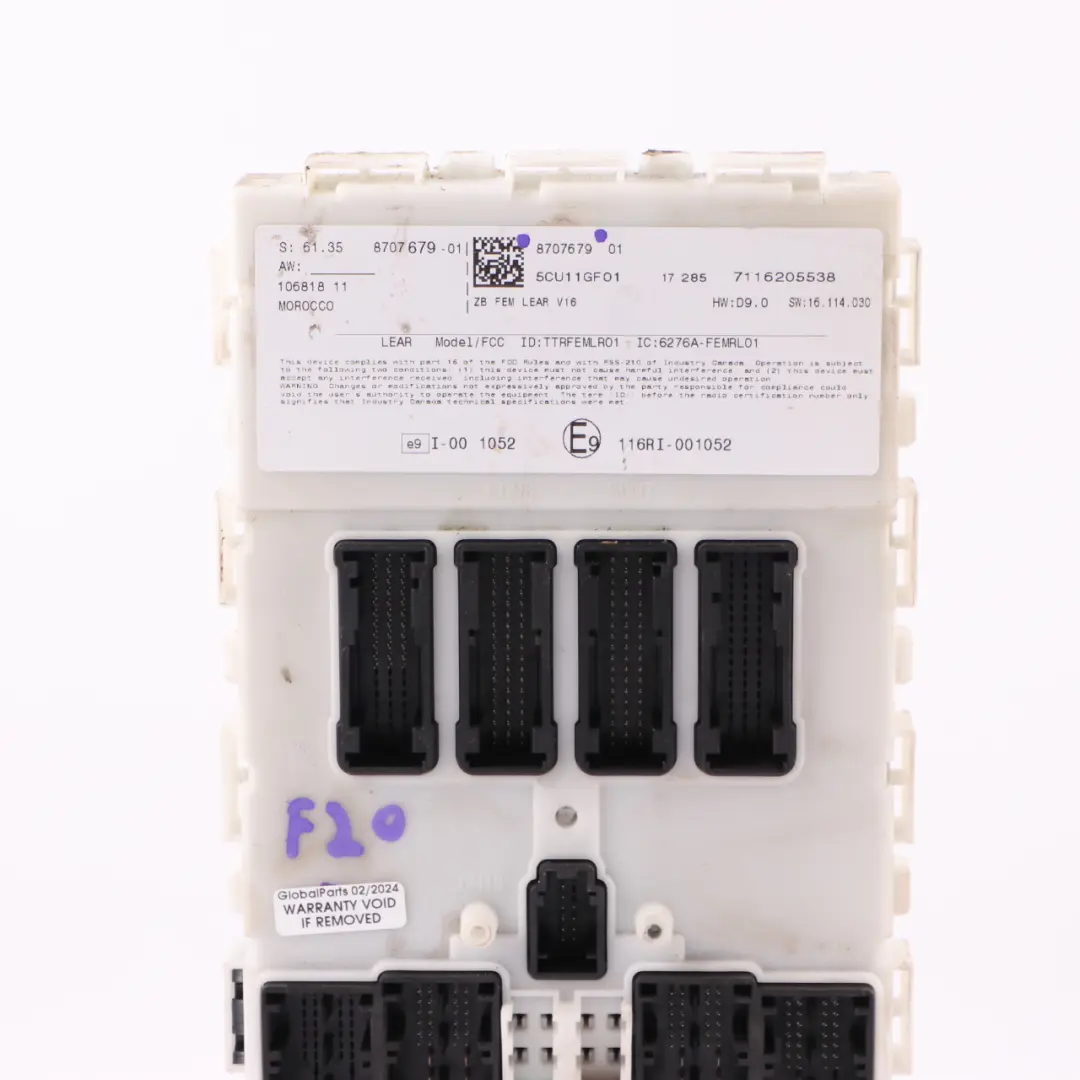 Unità modulo controllo corpo FEM per BMW F20 F21 F22 con numero di parte 8707679 BMW F20 F21 F22 Unità modulo controllo corpo FEM - SKU 8707679 - Numero di parte 8707679