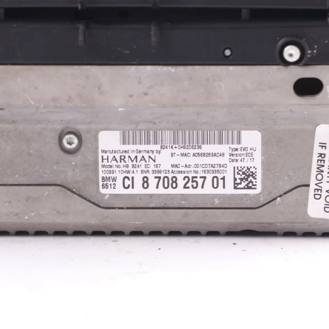 Head Unit BMW F20 F21 F22 F30 F31 LCI Sat Nav Radio Media Navigation  - SKU 8708257-1 - Part number 8708257
