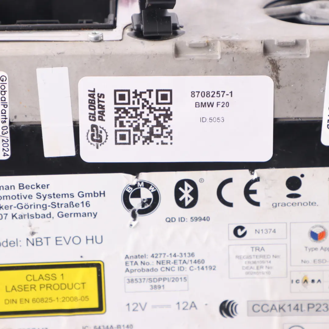  Unité de tête BMW F20 F21 F22 F30 F31 LCI Sat Nav Radio Media Navigation - SKU 8708257-1 - Numéro de pièce 8708257