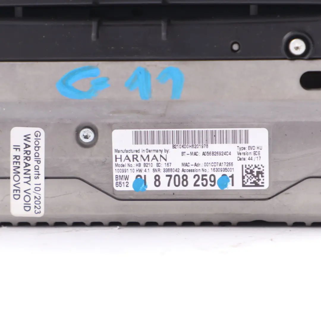 Unidad Central de Navegación Sat Nav High 2 para BMW F20 F21 F30 F31 LCI G30 G31 G11 con número de pieza 8708259 BMW F20 F21 F30 F31 LCI G30 G31 G11 Unidad Central de Navegación Sat Nav High 2 - SKU 8708259 - Número de pieza 8708259