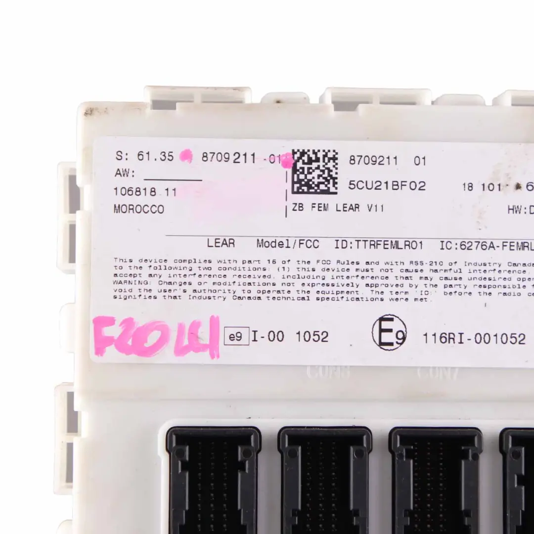 Front Electronic Module Control Unit FEM to BMW F20 F21 F22 F30 F31 F32 F36 with Part number 8709211 BMW F20 F21 F22 F30 F31 F32 F36 Front Electronic Module Control Unit FEM - SKU 8709211 - Part number 8709211
