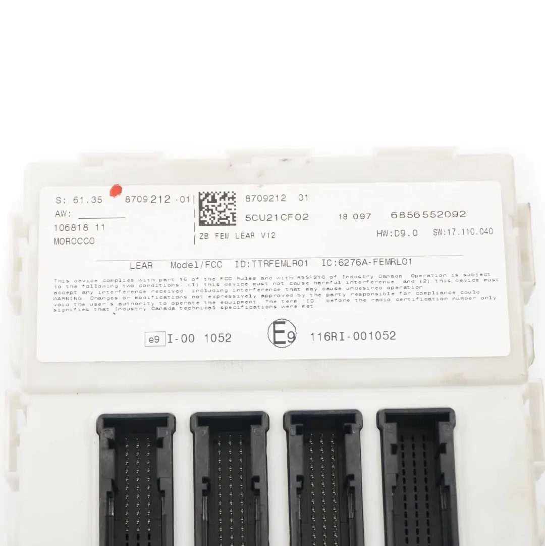 Modulo di controllo corpo BMW F20 F30 F31 BCM Unità FEM Lear V12 ECU per con numero di parte 8709212 Modulo di controllo corpo BMW F20 F30 F31 BCM Unità FEM Lear V12 ECU - SKU 8709212 - Numero di parte 8709212