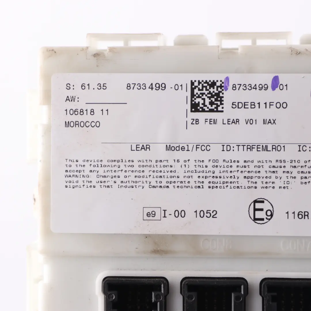 BMW F20 F21 F22 F30 F31 F32 F36 Body Control Module Electronic Unit FEM - SKU 8733499 - Part number 8733499