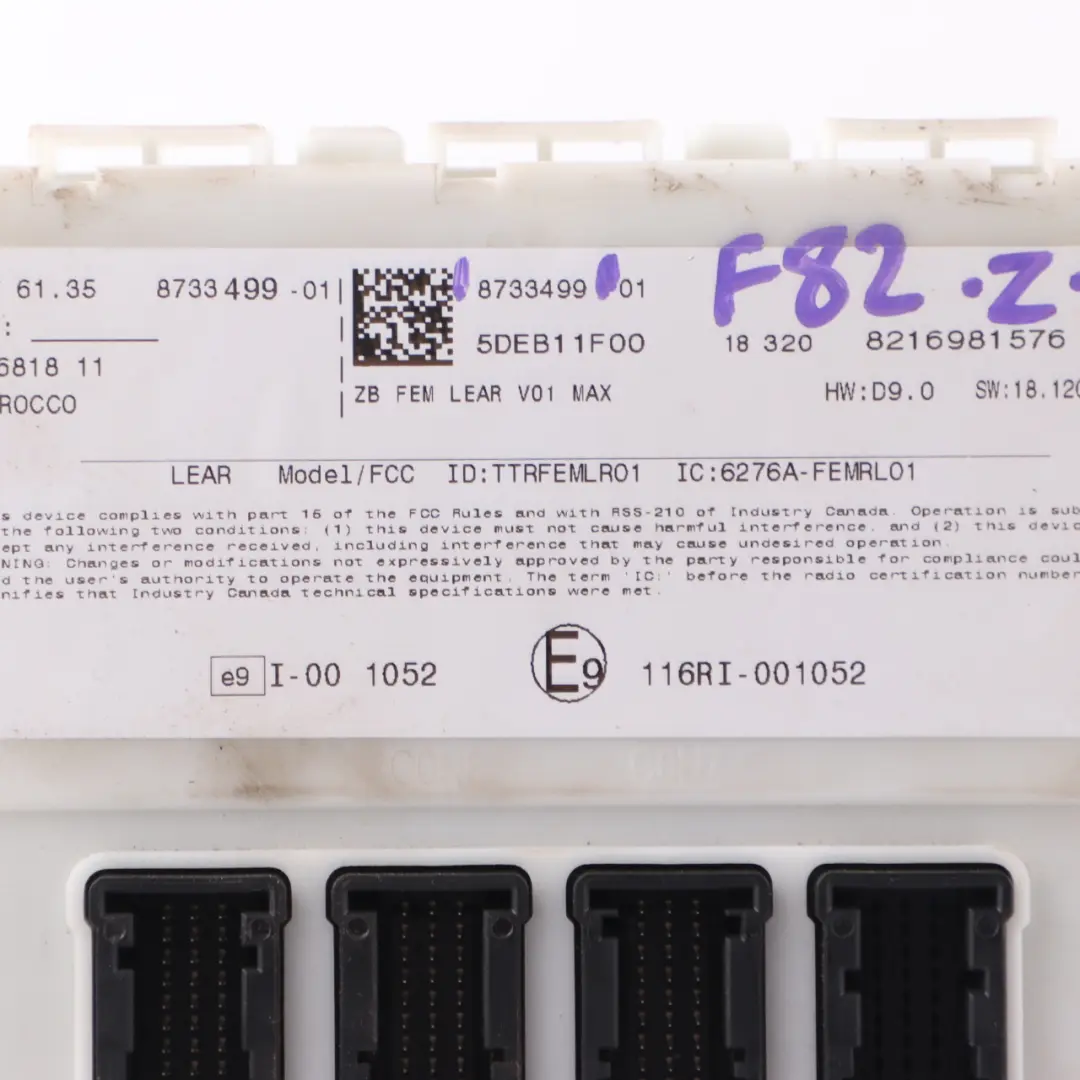 BMW F20 F21 F22 F30 F31 F32 F36 Body Control Module Electronic Unit FEM - SKU 8733499 - Part number 8733499