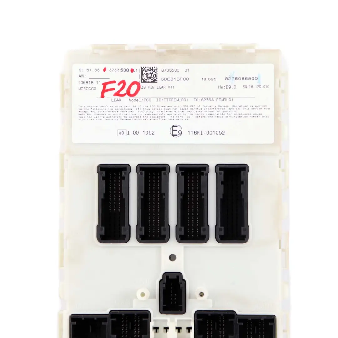 Front Electronic Module Control Unit FEM to BMW F20 F21 F22 F30 F31 F32 F36 with Part number 8733500 BMW F20 F21 F22 F30 F31 F32 F36 Front Electronic Module Control Unit FEM - SKU 8733500 - Part number 8733500