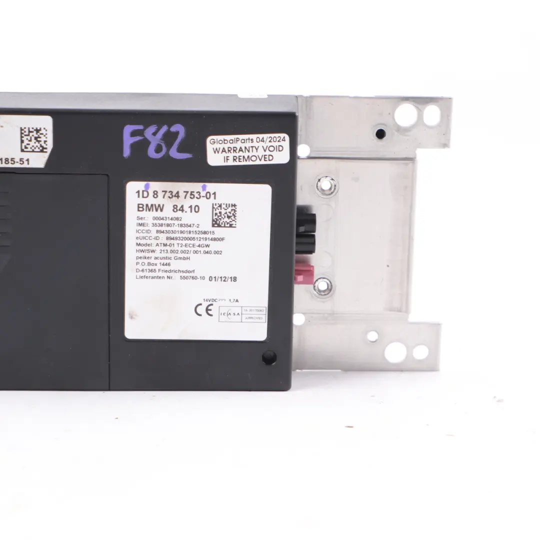  Módulo de Comunicación BMW M4 F82 Telematic Bluetooth Unidad de Control - SKU 8734753 - Número de pieza 8734753