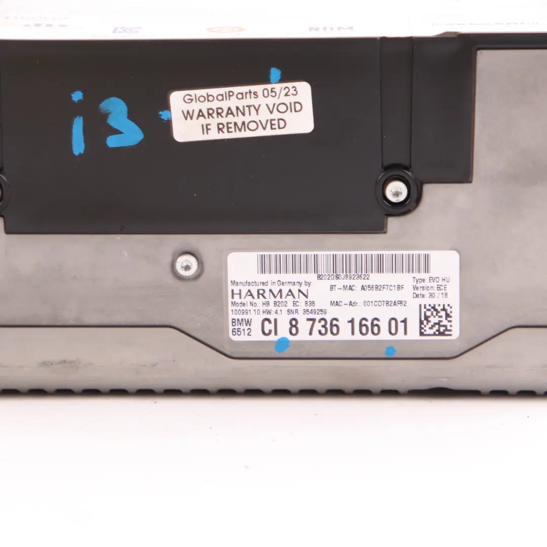  Head Unit BMW i3 i8 Mini F54 Navigation Sat Nav DAB High Control Module - SKU 8736166 - Part number 8736166