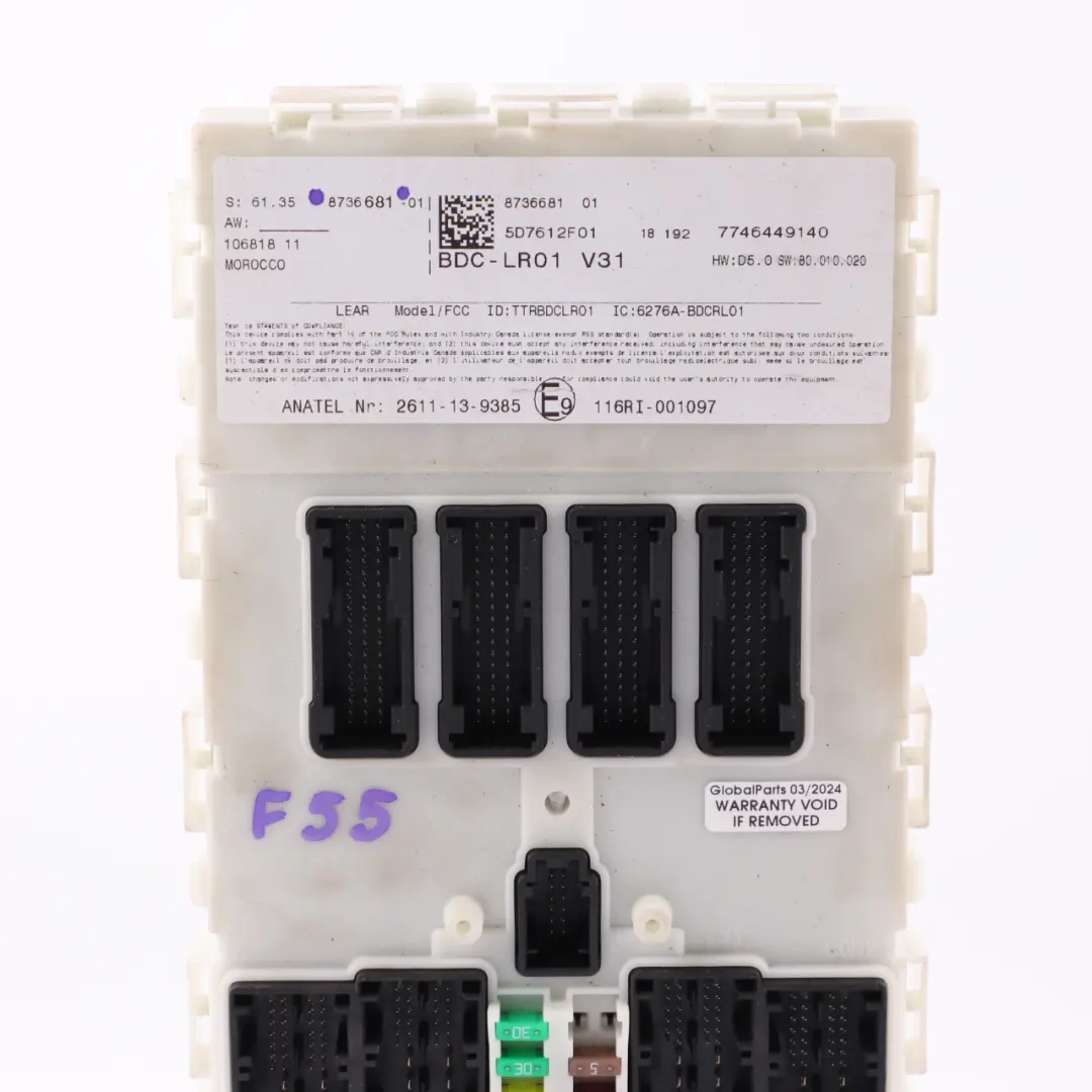 ECU Body Domain Controller BDC Module to Mini Cooper One F54 F55 F56 F60 with Part number 8736681 Mini Cooper One F54 F55 F56 F60 ECU Body Domain Controller BDC Module - SKU 8736681 - Part number 8736681