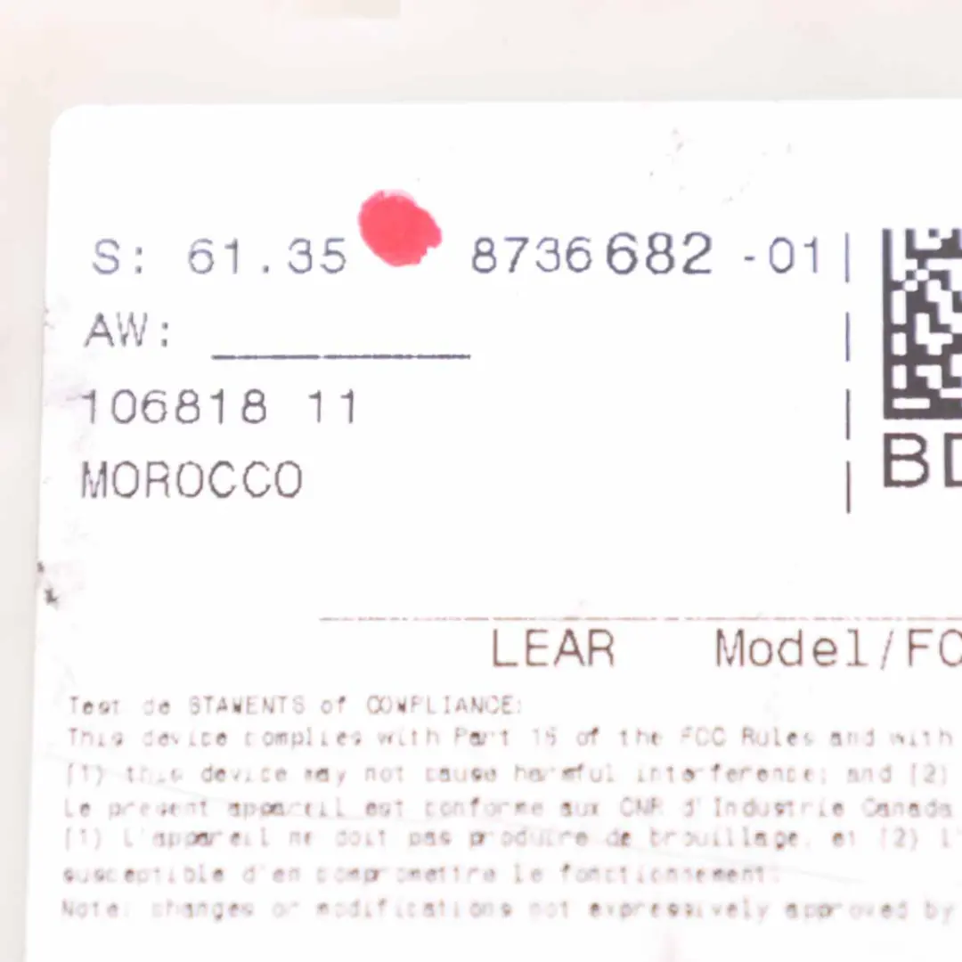 Unità di controllo del comfort del settore corpo Modulo BDC per BMW i3 I01 con numero di parte 8736682 BMW i3 I01 Unità di controllo del comfort del settore corpo Modulo BDC - SKU 8736682 - Numero di parte 8736682