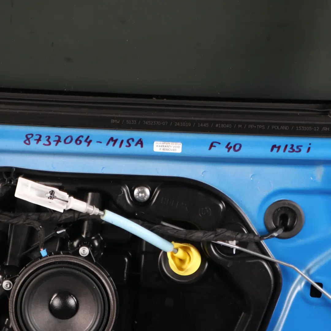 Right Door O/S Misano Blue Metallic - C1D to BMW F40 Rear with Part number 8737064 BMW F40 Rear Right Door O/S Misano Blue Metallic - C1D - SKU 8737064-MISA - Part number 8737064