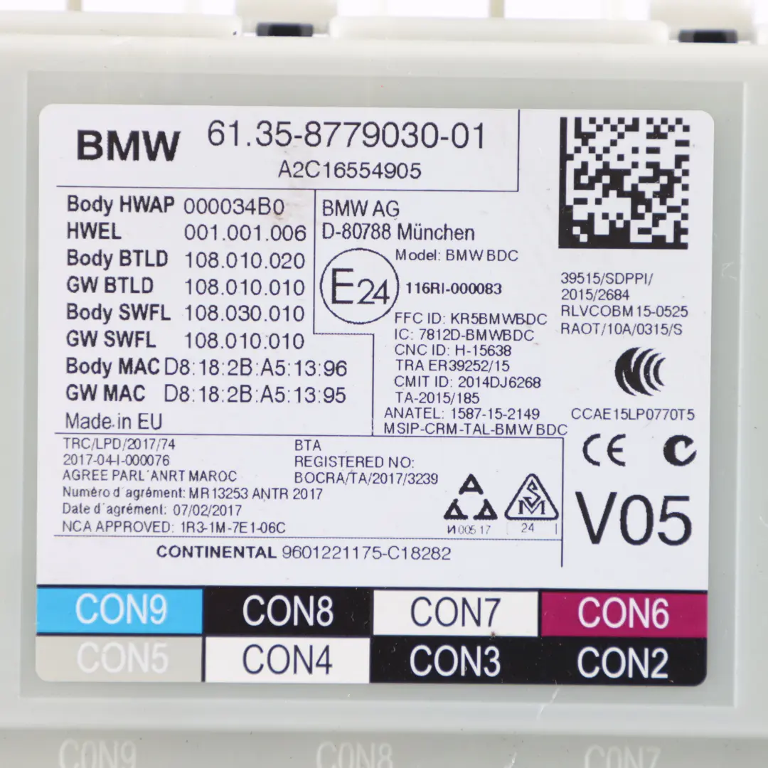 BMW G30 G31 Body Control Comfort Module Unit FEM ECU V05 - SKU 8779030 - Part number 8779030