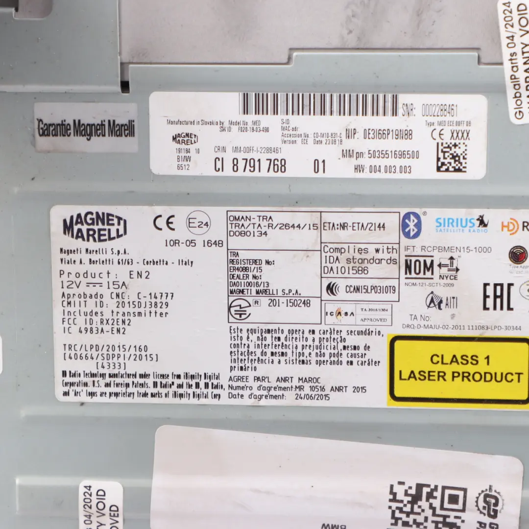 Basic Navigation BMW F20 F30 F32 Mini F56 F60 Radio Sat Nav Head Unit to with Part number 8791768 Basic Navigation BMW F20 F30 F32 Mini F56 F60 Radio Sat Nav Head Unit - SKU 8791768 - Part number 8791768