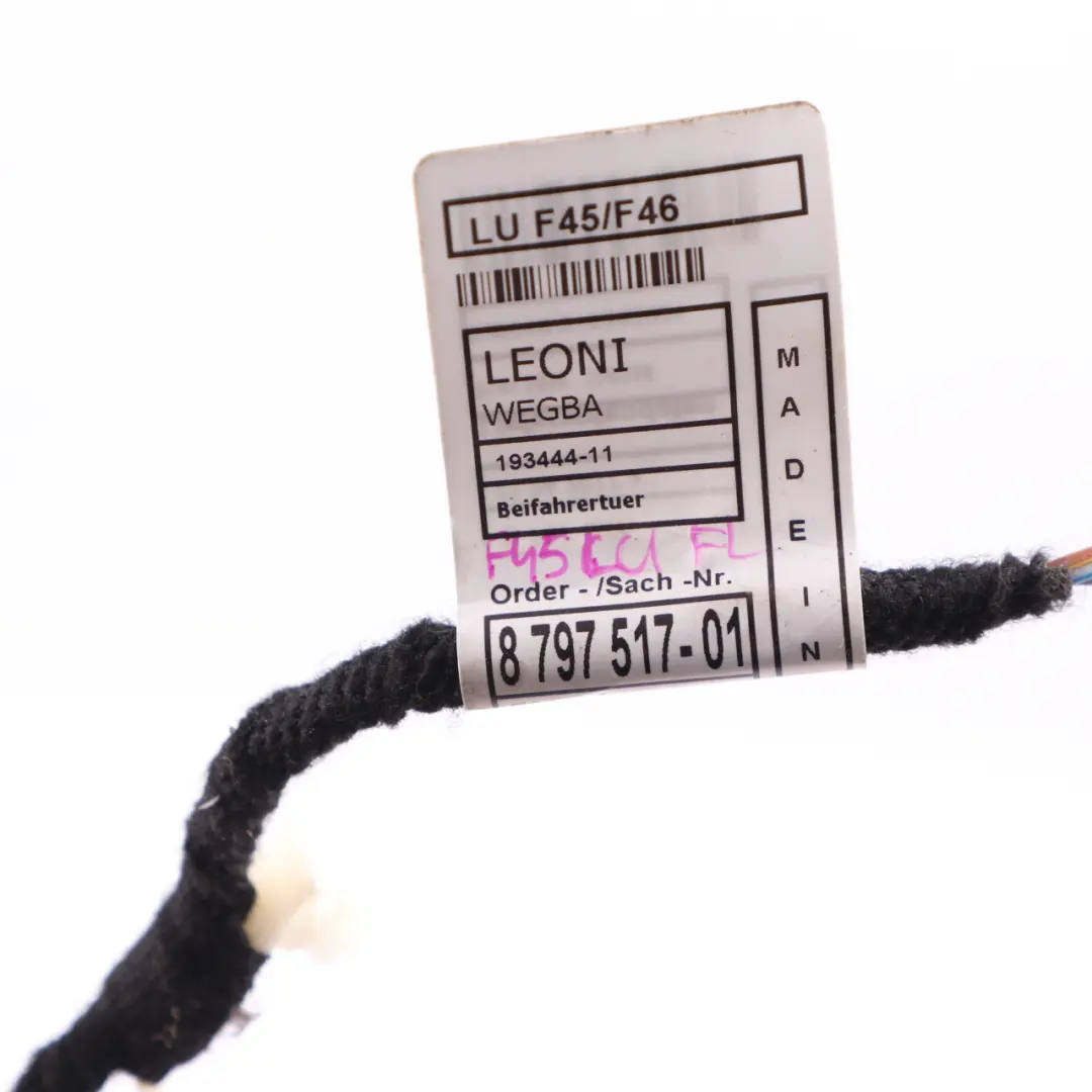 Door Wiring BMW F45 F46 Cable Front Left N/S Loom Harness to with Part number 8797517 Door Wiring BMW F45 F46 Cable Front Left N/S Loom Harness - SKU 8797517 - Part number 8797517