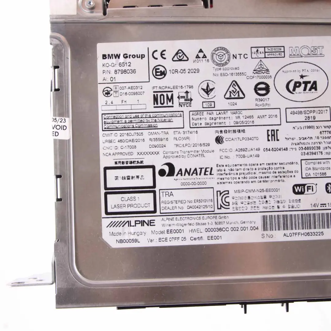 BMW F20 F21 F30 F31 Unità principale di navigazione multimediale di base 6822602 - SKU 8798036 - Numero di parte 8798036
