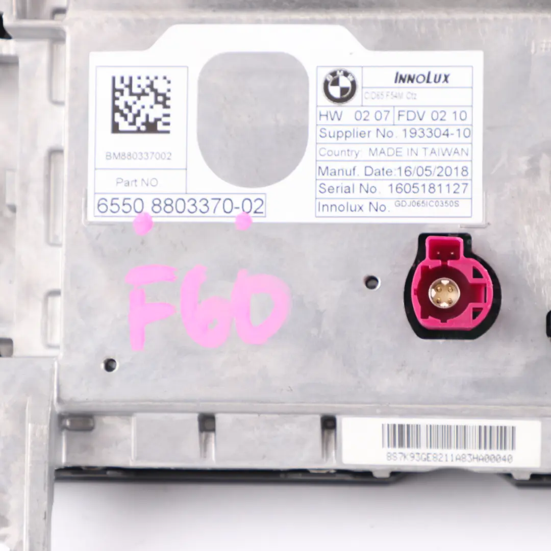 Pantalla Mini F55 F56 F60 Multimedia Navegador Sat 6,5" para con número de pieza 8803370 Pantalla Mini F55 F56 F60 Multimedia Navegador Sat 6,5" - SKU 8803370 - Número de pieza 8803370