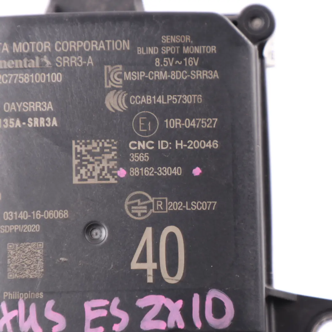 ZX10 Blind Spot Sensor Module Distance Sensor Monitor to Lexus ES with Part number 88162-33040 Lexus ES ZX10 Blind Spot Sensor Module Distance Sensor Monitor - SKU 88162-33040 - Part number 88162-33040