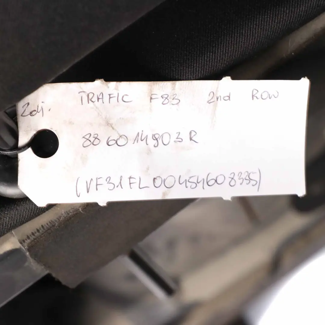 Three Seater 2nd Row Cloth Black Interior Cloth to Rear Seat Renault Trafic 2 with Part number 886014903R Rear Seat Renault Trafic 2 Three Seater 2nd Row Cloth Black Interior Cloth - SKU 886014903R - Part number 886014903R