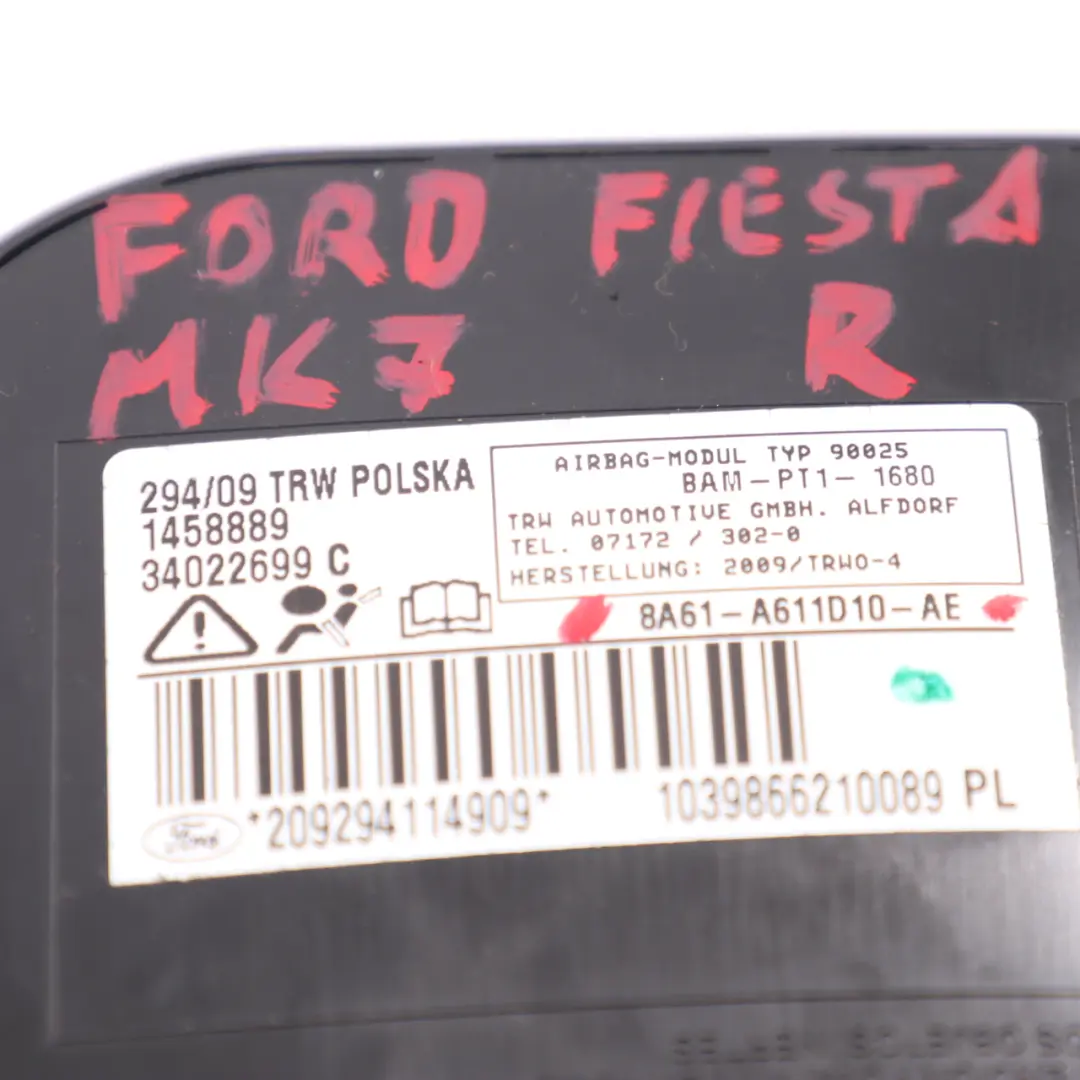 Ford Fiesta MK7 Poduszka Fotela Prawy Przód - SKU 8A61A611D10AE - Numer Części 8A61A611D10AE