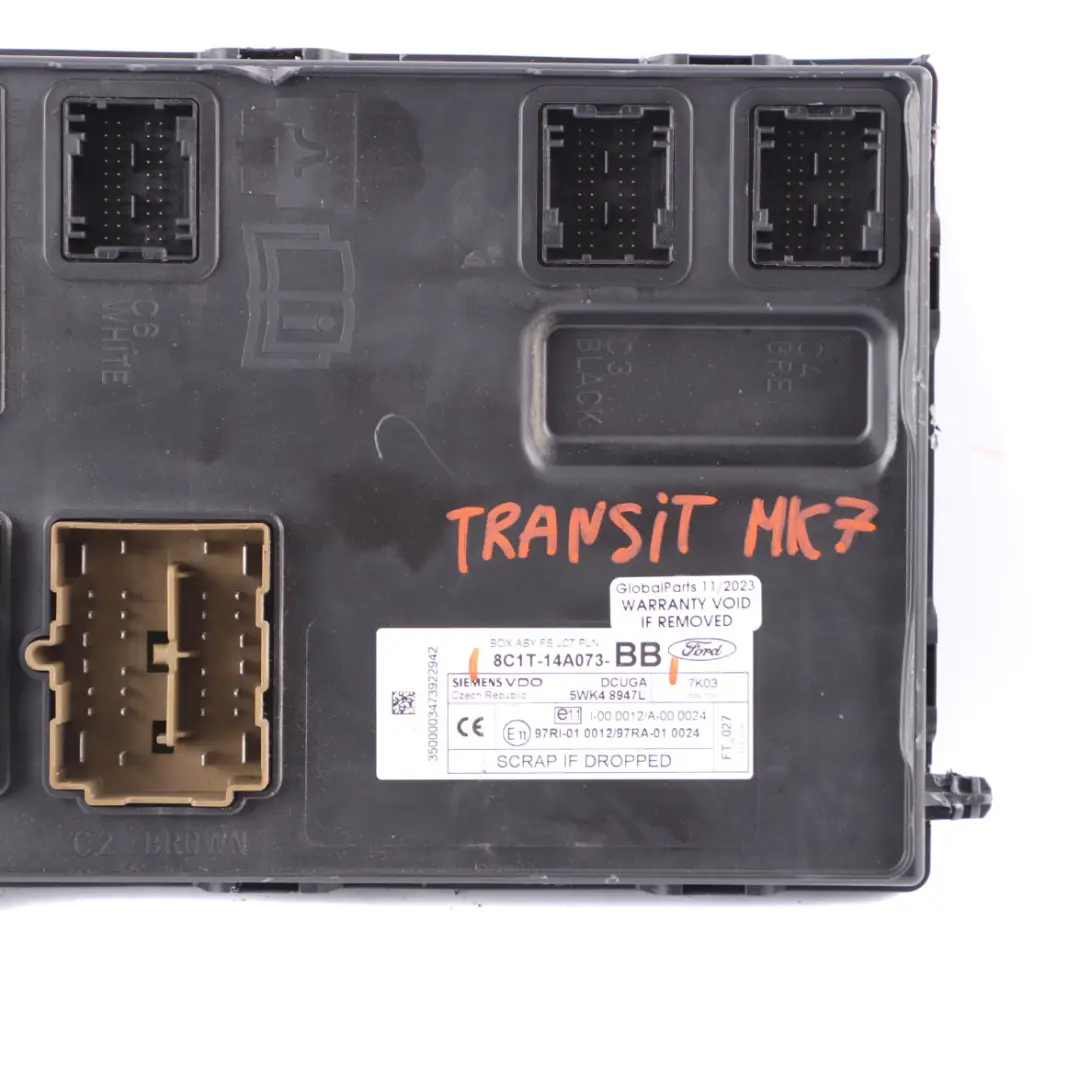 Sicherungs kasten Body Control Modul ECU BCM 8C1T14A073BG für Ford Transit MK7 mit Teilenummer 8C1T14A073BB Ford Transit MK7 Sicherungs kasten Body Control Modul ECU BCM 8C1T14A073BG - SKU 8C1T14A073BB - Teilenummer 8C1T14A073BB