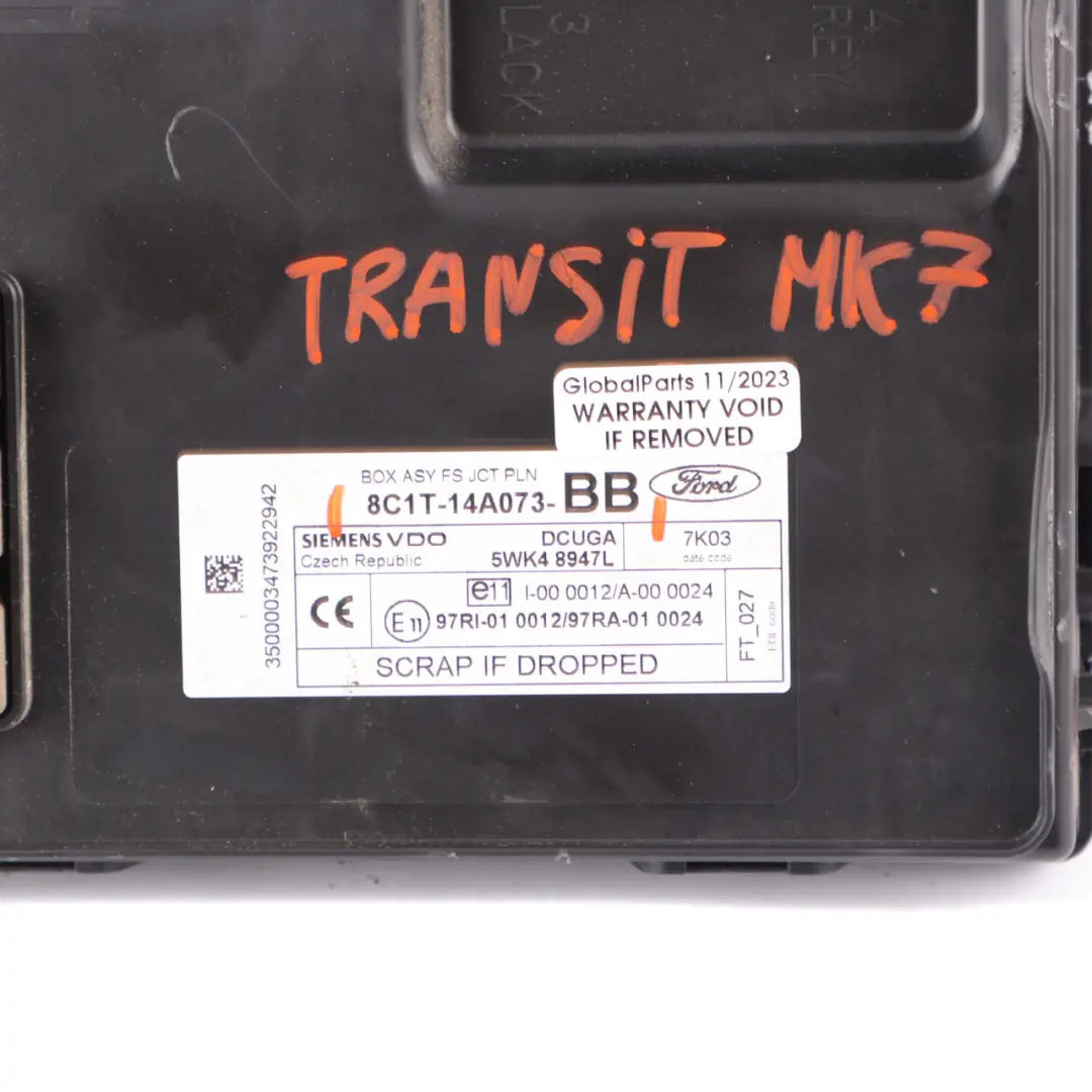 Ford Transit MK7 Sicherungs kasten Body Control Modul ECU BCM 8C1T14A073BG - SKU 8C1T14A073BB - Teilenummer 8C1T14A073BB