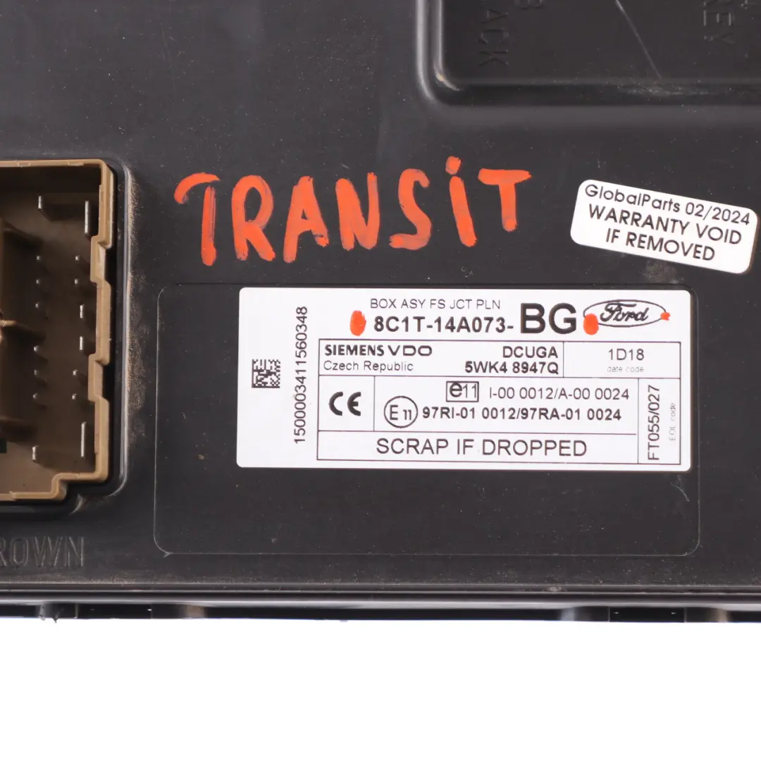 Ford Transit MK7 Fuse Box Body Control Module ECU BCM Unit - SKU 8C1T14A073BG - Part number 8C1T14A073BG